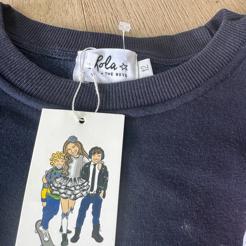 Lola + The Boys Navy Sweatshirt with Rainbow Fringe size 12 - Picture 3 of 4